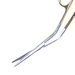 Cottle-Dorsal ScissorsTC For Plastic Surgery Straight, Blunt, Angled Shanks, Upper Blade Serrated, Flattened Ragnell Tips, Tungsten Carbide Blades Satin Finish Crosswise High Polish Gold Ring Handles, Overall Length 5 1/2" (140mm)  - 19-132328-14LS