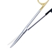 Metzenbaum Scissor Curved Super Cut Design With Tungsten-Carbide Inserts Serrated Bottom Blade With Razor Sharp Edges Blunt Rounded Tips Overall Length 5 3/4" (145mm) Oval Shanks Precision Two Tone Finish With One Gold Ring And One Black Ring - 19-134191