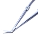 Troutman-Castroviejo Corneal Section Scissors, Left, Serrated And Flat Handle With Polished Finish, Barraquer Stop/Lock, Miniature Model Has Curved Blades, Blunt Tips, Equal Length 10mm Blades, 13mm Mid Screw To Tip Length, And Overall Length of 4" (100mm) - 5-4418