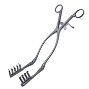 Adson Retractor, Hinged Blades, 4 x 5 Prongs, Blunt, 25mm Depth x 37mm Height, Maximum Opening 6-15/16" (176mm), Overall Length 13" (330mm) 