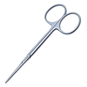 Strabismus Scissors, Straight, Blunt Tips, Round Blades, Oval Shanks, Two Tone Finish, Overall Length 4-1/4" (110mm) 