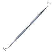 Beyer Pigtail Probe, Stainless Steel, 16mm Diameter Pigtail Curved Probes, Suture Eyes Just Back Of Blunt Ends, Round Knurled Handle, Polished Finish, Overall Length 5-3/4" (146mm) 