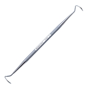 Bodian Lacrimal Pigtail Probe, Stainless Steel, 12mm Diameter Pigtail Curved Probes, Eyes 4mm Back Of Blunt Ends, Round Knurled Handle, Polished Finish, Overall Length 5-3/4" (145mm) 