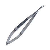 Castroviejo Needle Holder Curved With Lock, Flat Serrated Handle, 11mm Smooth Jaws, And Overall Length Of 5 1/2" (140mm) 