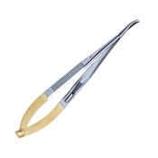 Castroviejo Needle Holder Curved With Lock, Serrated, TC Jaw, Overall Length 5 1/2" (140mm) 