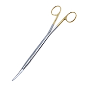 Gorney Freeman Face Lift Scissor Curved Overall Length 9" (230mm) Tungsten Carbide Blades Ergonomic Gold Ring Handles 