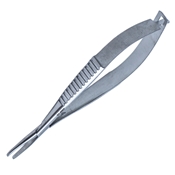 Gradle Cilia Forceps, Serrated Cross Action Handle, Polished Finish, Fine 2mm Wide Platform, Overall Length  3 3/4" (97mm) 