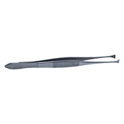 Graefe Fixation Forceps, Serrated Handle Without Thumb Catch Lock, Wide 4.5mm Jaws, Fine Teeth, Overall Length Of 4 1/4" (108mm) 