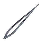 Jacobson Micro Needle Holder 8" (200mm). Flat Grooved Handle,  