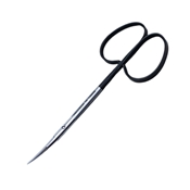 Kaye Dissecting Scissors, Super Cut, Curved, Serrated, Black Ring Handles, Overall Length 4 1/4" (108mm) 