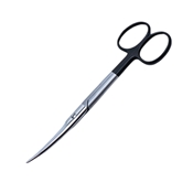 Mayo Scissors Curved With Serrated Lower Blade Overall Length Of 5 1/2" (140mm) Super-Cut With Black Handles 