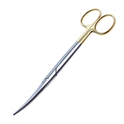 Mayo TC Scissors Curved With Overall Length Of 6 3/4" (171mm) Tungsten Carbide Inserts With Gold Handles 