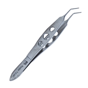 Mcpherson Angled Suture Forcep Hole Handle Design With 6mm Tying Platform 10mm Bend To Tip Angled 45 Degrees 0.3mm 1 x 2 Teeth 