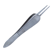 Paufique Suturing Forceps, Straight Shafts, 1 x 2 Teeth Set At 45 Degrees, 6mm Tying Platform, Serrated Wide Handle, Polished Finish, Overall Length 3-3/8" (87mm) 