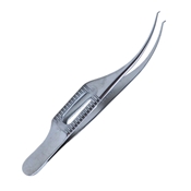 Pierse-Colibri Forceps With 0.1mm Pierse Teeth, Curved Shafts, Smooth Handle, And An Overall Length Of 3" (75mm) 