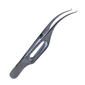 Harms-Colibri Forceps, 0.12mm, 1 x 2 Teeth, Tying Platforms, Short Handle, 17mm x 5.5mm Finger Grip Cut-Out, Overall Length 2.9" (76mm) 