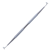 Pigtail Probe, Stainless Steel, 8mm Diameter Pigtail Curved Probes, Suture Eyes Just Back of Blunt Ends, Round Knurled Handle, Polished Finish, Overall Length 6" (150mm) 