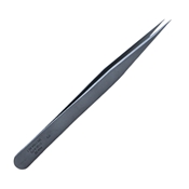 Swiss Jeweler Forceps, #3, Straight Shafts, Extra Fine Pointed Tips, 0.17mm Tip Width, Smooth Handle, Dull Finish, Overall Length 4.728" (120mm)  