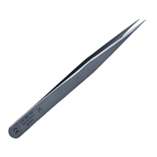 Swiss Jeweler Forceps, #3C, Straight Shafts, Extra Fine Pointed Tips, 0.17mm Tip Width, Smooth Handle, Dull Finish, Overall Length 4.334" (110mm) 