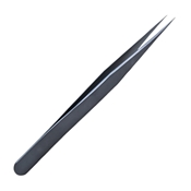 Swiss Jeweler Forceps, #5, Straight Narrowed Shafts, Super Fine Pointed Tips, 0.1mm Tip Width, Smooth Handle, Dull Finish, Overall Length 4.334" (110mm) 